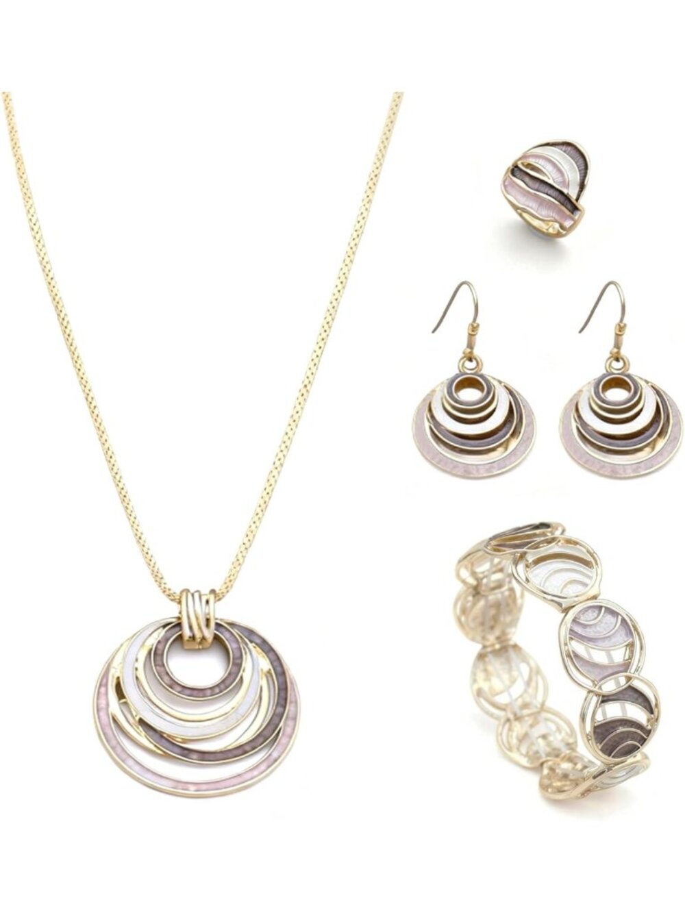 4 PCS Boho Turquoise Jewelry Set for Women - Vintage Necklace, Earrings